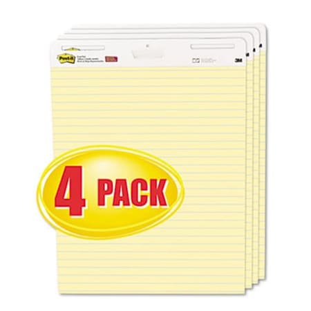 3M 561VAD4PK Self-Stick Easel Pads  Ruled  25 X 30  Yellow  4 30-Sheet Pads/Carton